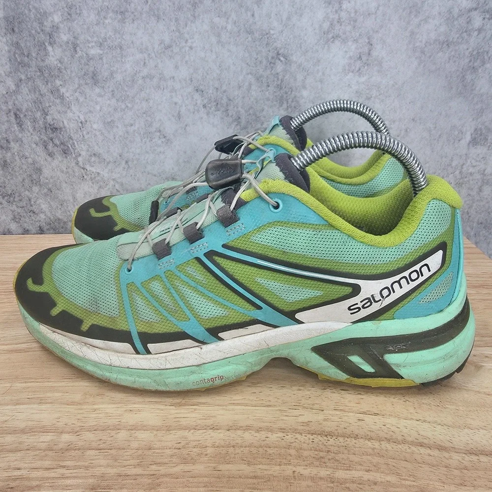Salomon Wings Pro 2 Trail Running Shoes Womens 8 Lime Green Hiking Sneakers